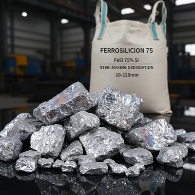 Industrial Ferrosilicon 75 (FeSi 75) Alloy with 75% Silicon for Steelmaking Deoxidation ในขนาด 10